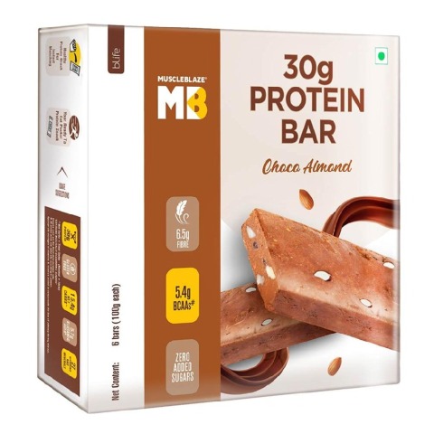 3 - MuscleBlaze Hi-Protein Bar (30g Protein),  6 Piece(s)/Pack  Choco Almond 