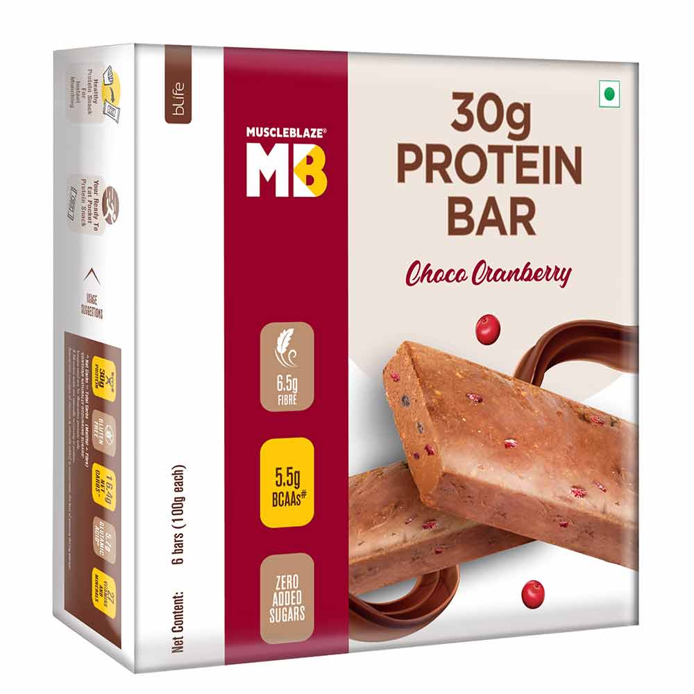 2 - MuscleBlaze Hi-Protein Bar (30g Protein) OP,  6 Piece(s)/Pack  Choco Cranberry 
