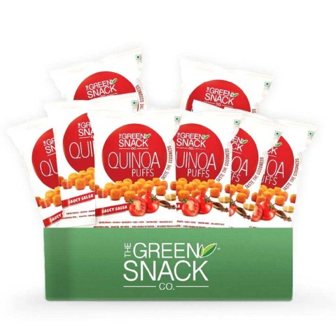 1 - The Green Snack Co. Quinoa Puffs - Pack of 8,  Saucy Salsa  50 g 