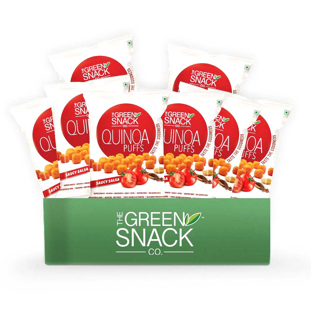 1 - The Green Snack Co. Quinoa Puffs - Pack of 8,  Saucy Salsa  50 g 