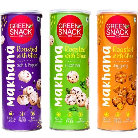 The Green Snack Co. Makhana,  Variety Combo (65g x 4, 120g x 2)  6 Piece(s)/Pack 