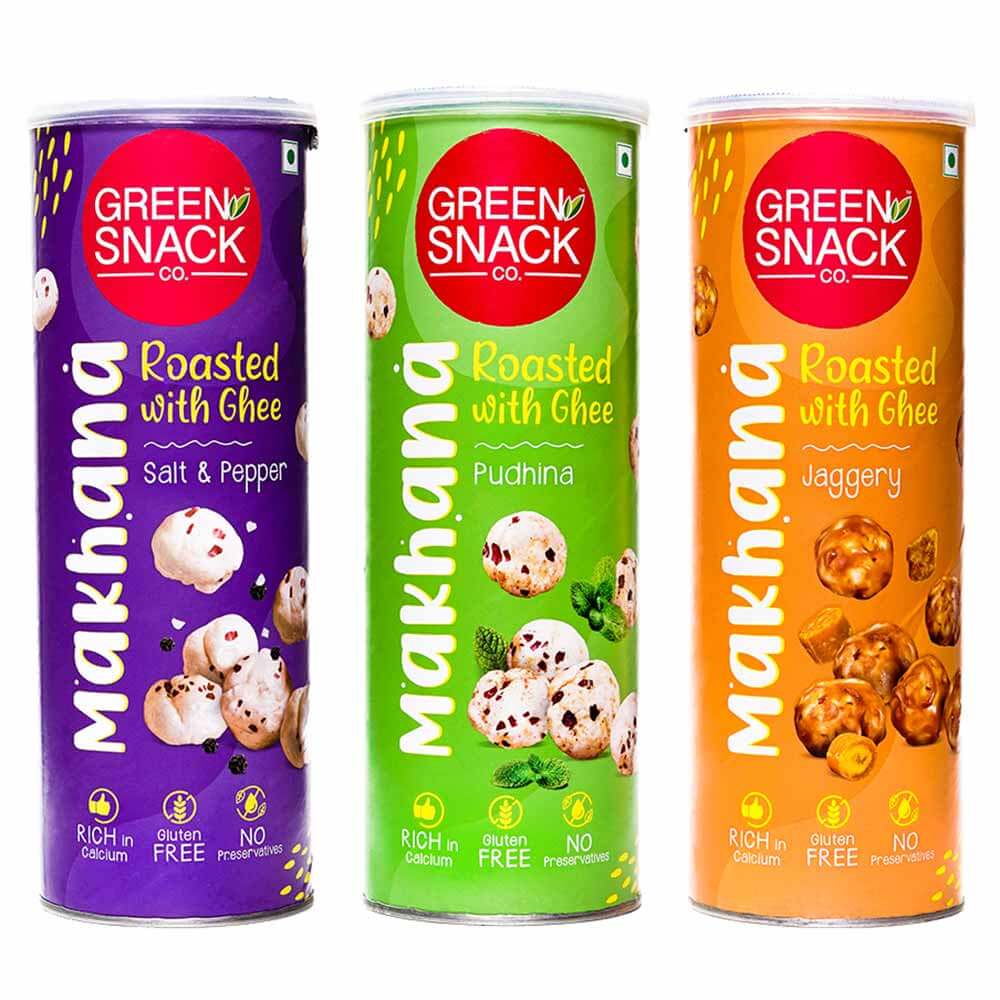 The Green Snack Co. Makhana,  Variety Combo (65g x 4, 120g x 2)  6 Piece(s)/Pack 