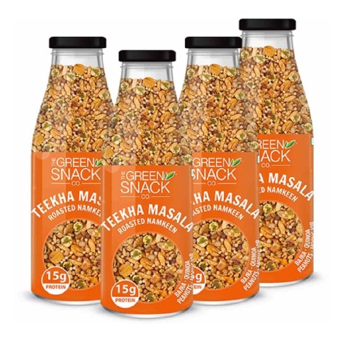 1 - The Green Snack Co. Roasted Namkeen - Pack of 4,  Teekha Masala  100 g 