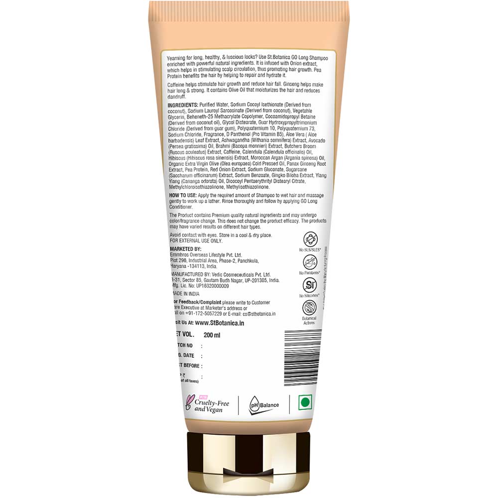 1 - St.Botanica GO Long Hair Shampoo,  200 ml  with Onion Oil, Caffeine, Panax Ginseng 