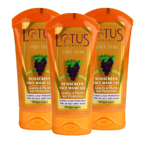 Lotus Herbals Safe Sun Sunscreen Face Wash Gel, 80 g for All Skin - Pack of 3 Lotus Herbals Safe Sun Sunscreen Face Wash Gel, 80 g for All Skin - Pack of 3