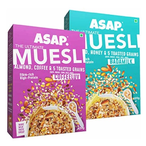 1 - ASAP Ultimate Breakfast Multigrain Muesli,  2 Piece(s)/Pack  BADAMILK + COFFEELUV 