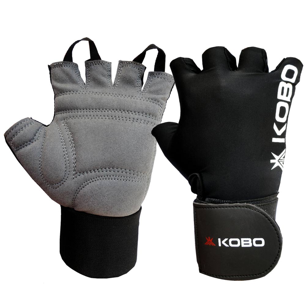 KOBO Weight Lifting Fitness Gym Gloves (WTG-09),  Black  Small 