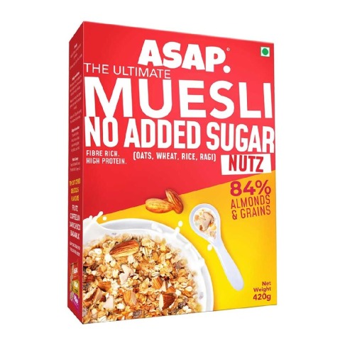 1 - ASAP The Ultimate Muesli No Added Sugar, 420 g Oats Wheat Rice & Ragi