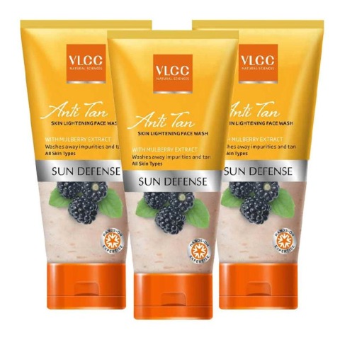 VLCC Anti Tan Skin Lightening Face Wash - Pack of 3, 50 g Sun Defense VLCC Anti Tan Skin Lightening Face Wash - Pack of 3, 50 g Sun Defense