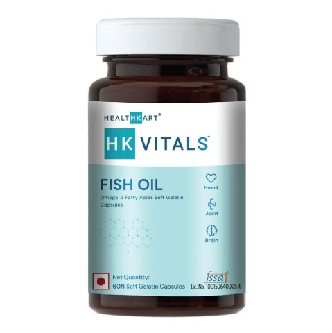 Healthkart Fish Oil 1000mg with 180mg EPA and 120mg DHA, 60 capsules Online  @ Best Prices - HealthKart