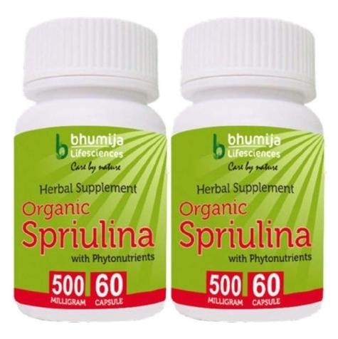 Bhumija Organic Spirulina - Pack of 2, 60 capsules Bhumija Organic Spirulina - Pack of 2, 60 capsules