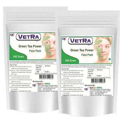 Vetra Green Tea Power Face Pack - Pack of 2 100 g for All Skin Types Vetra Green Tea Power Face Pack - Pack of 2 100 g for All Skin Types