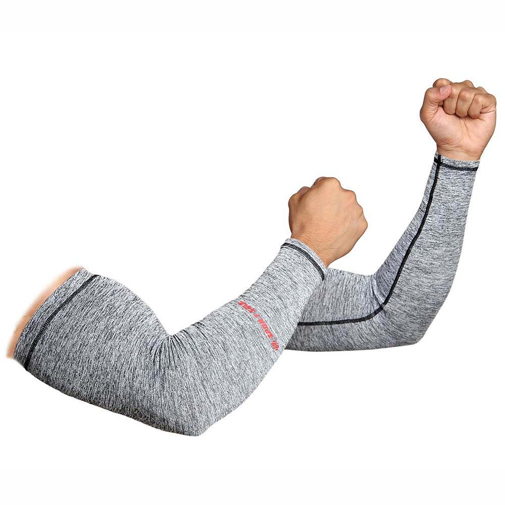 SportSoul Compression Arm Sleeves,  Grey Melange  Large 