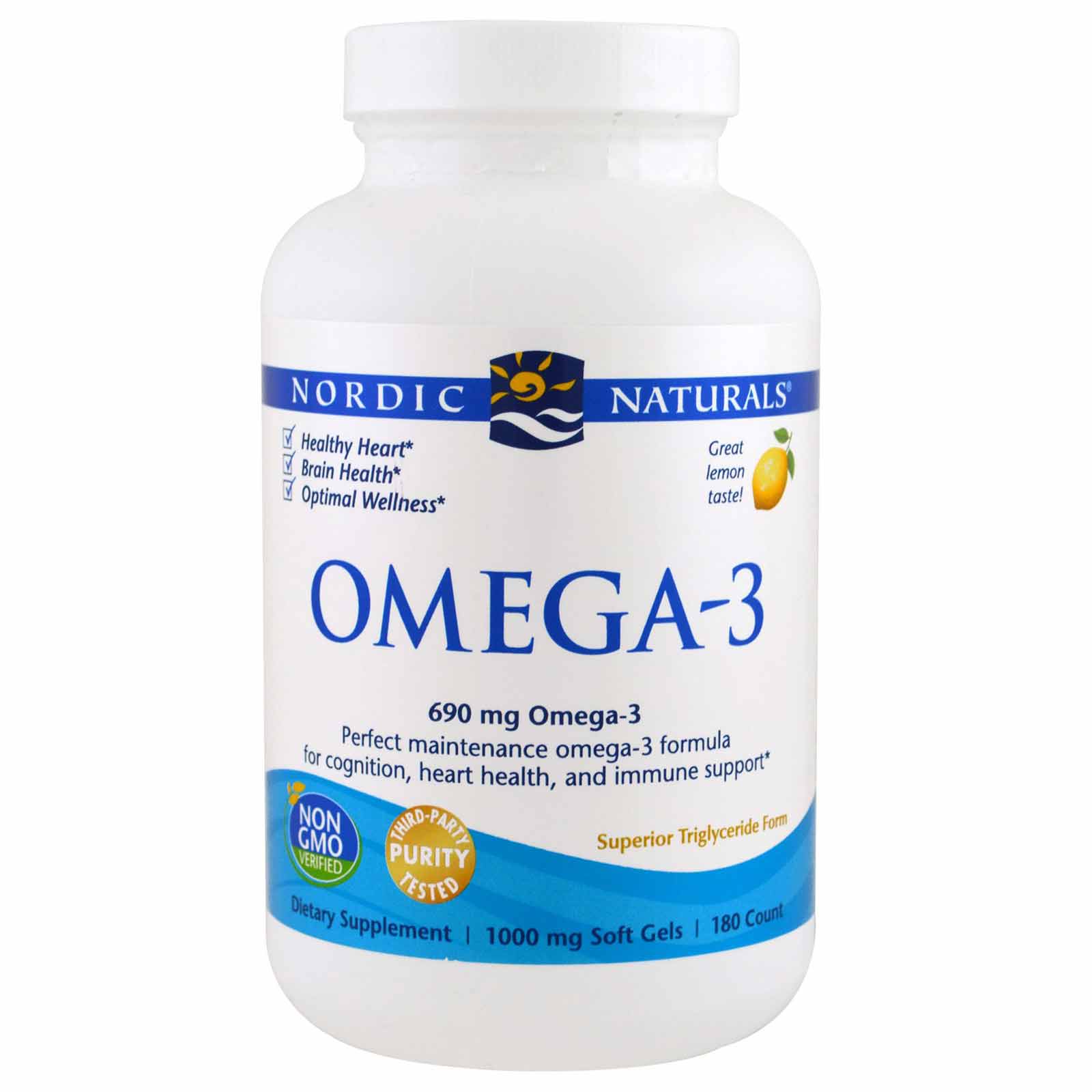 Nordic Naturals Omega-3 Lemon 1000 mg,  180 softgels 