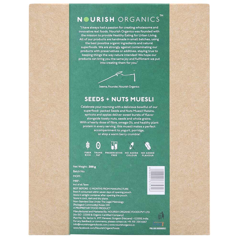 Nourish Organics Seeds & Nuts Muesli,  0.3 kg  Unflavoured 