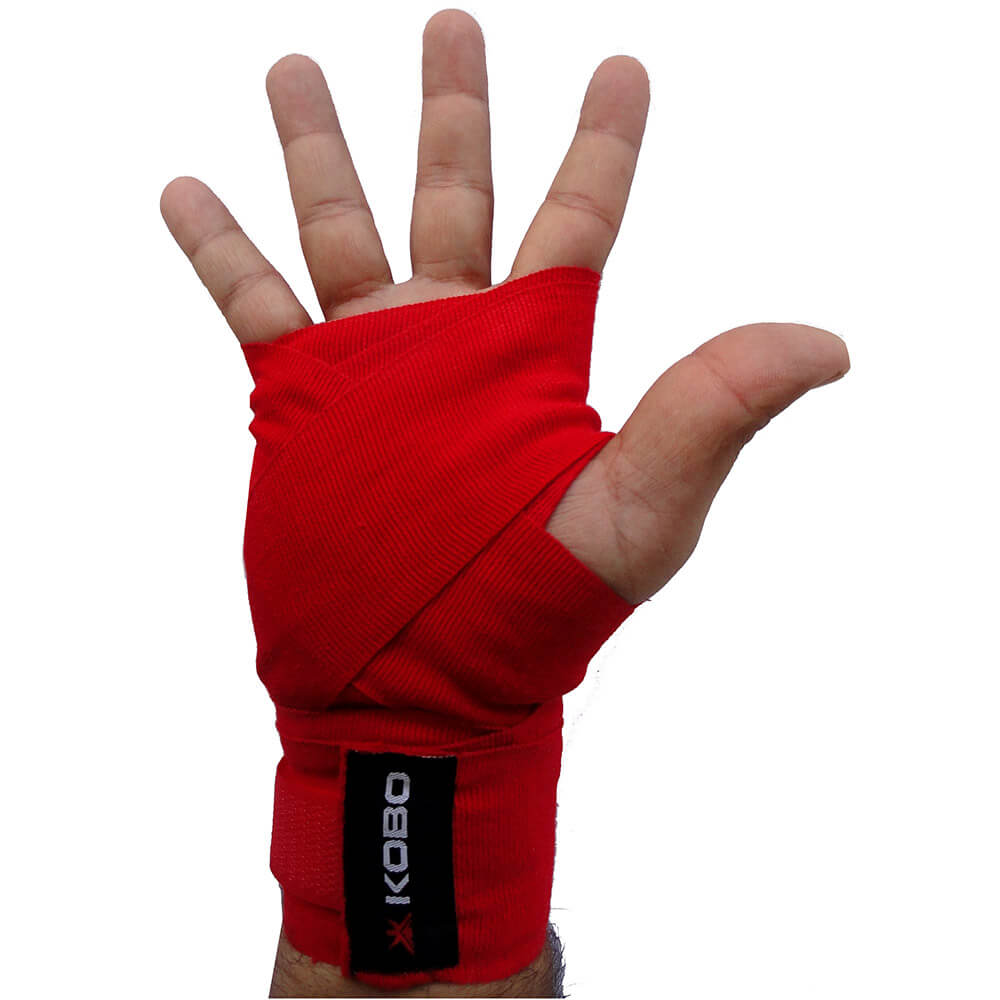 KOBO Boxing Hand Wrap Straps (WTA-15),  Red  Free Size 