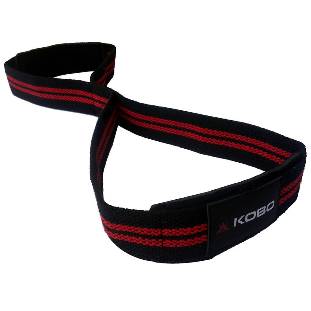 KOBO Figure 8 Neoprene-Padded Lifting Straps (WTA-33),  Red  Free Size 