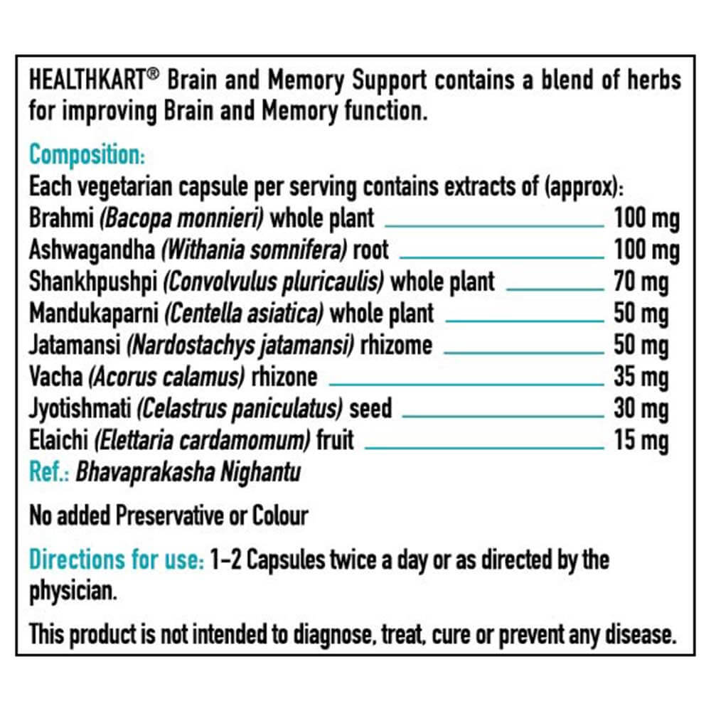 HealthKart Brain & Memory Support, 60 capsules(Supplement)