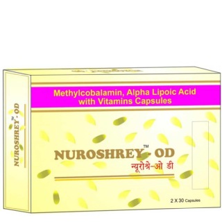 Shrey's Nuroshrey-OD (Methylcobalamin & Folic Acid), 60 capsules