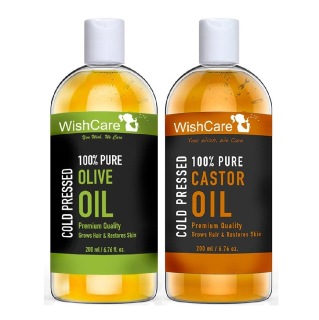 Wishcare Cold Pressed Olive & Castor Oil Combo, 1 Piece(s)/Pack Hair & Skin