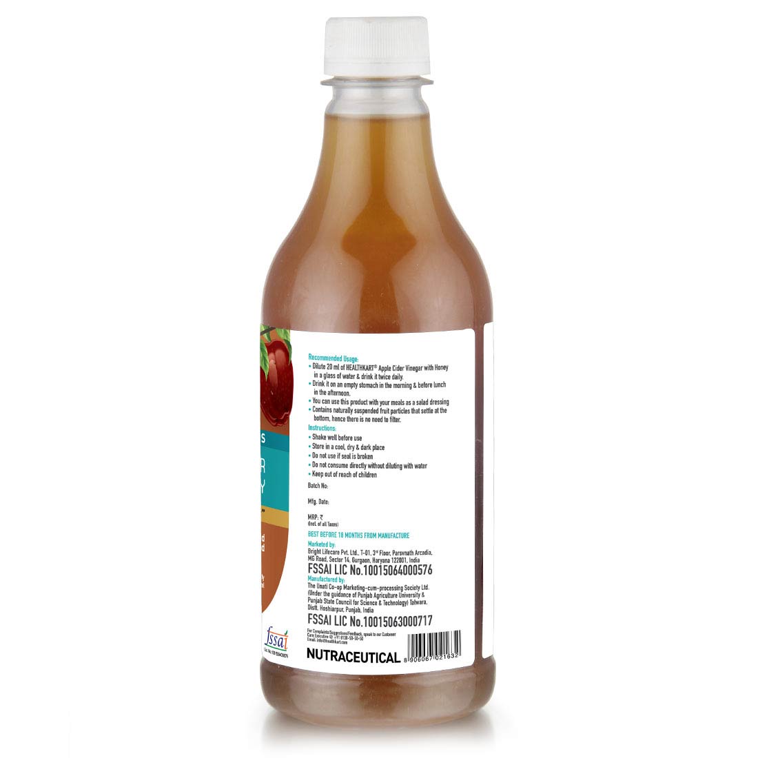 barcode - HealthKart Apple Cider Vinegar with Honey,  0.5 L  Honey GT Liquidation 