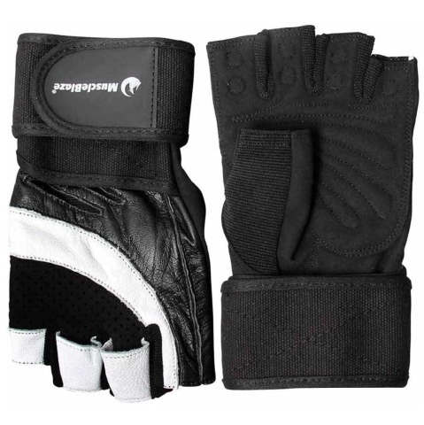 MuscleBlaze Gloves,  Black & White  Medium 