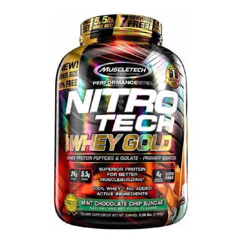 MuscleTech Nitrotech 100% Whey Gold, 5.5 lb Mint Chocolate Chip Sundae