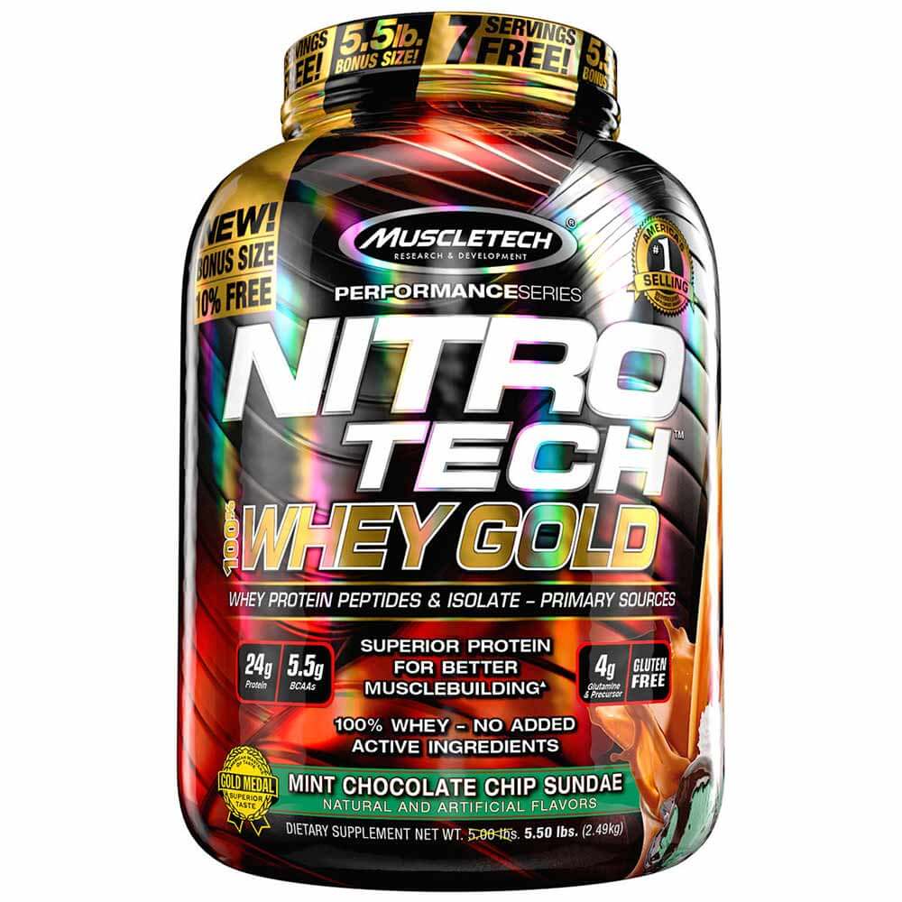 MuscleTech Nitrotech 100% Whey Gold,  5.5 lb  Mint Chocolate Chip Sundae 
