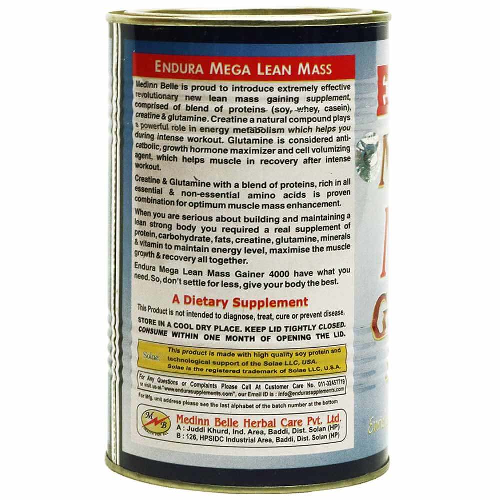 Endura Mega Lean Mass Gainer 4000,  1.1 lb  Unflavoured 