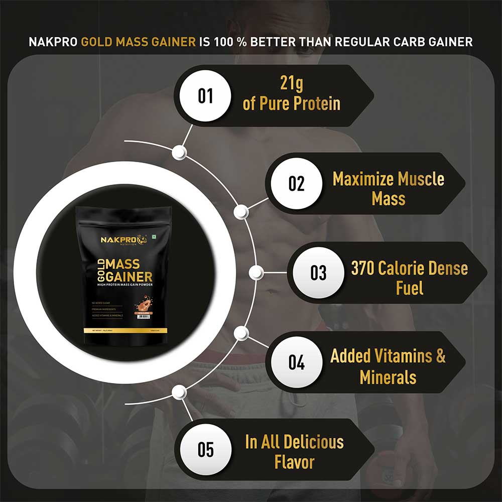 7 - Nakpro Gold Mass Gainer,  2.2 lb  Coffee (Pack of 5) 