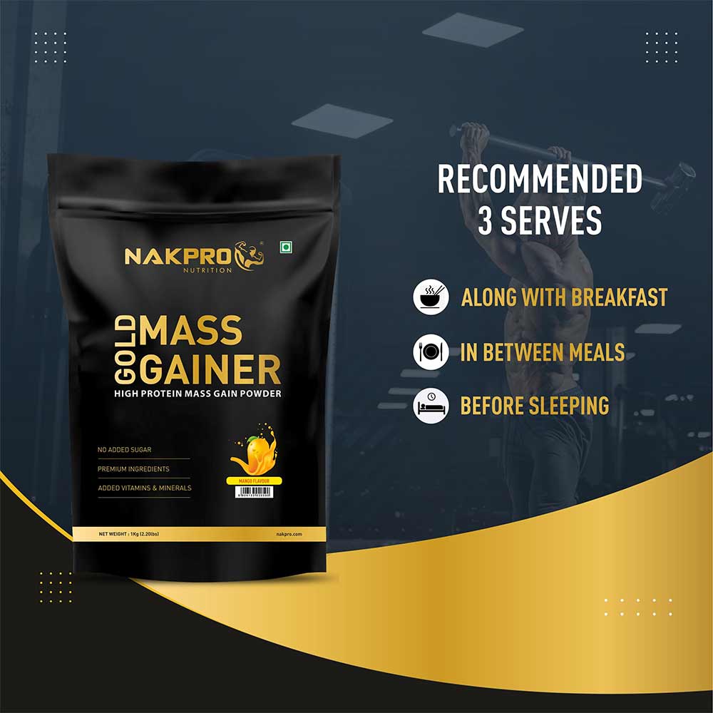 5 - Nakpro Gold Mass Gainer,  2.2 lb  Mango (Pack of 3) 