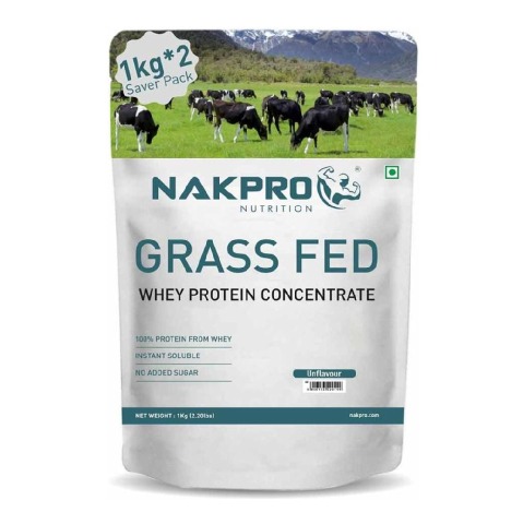 1 - Nakpro Grass Fed Whey Protein Concentrate, 2.2 lb Unflavoured (Pack of 2)