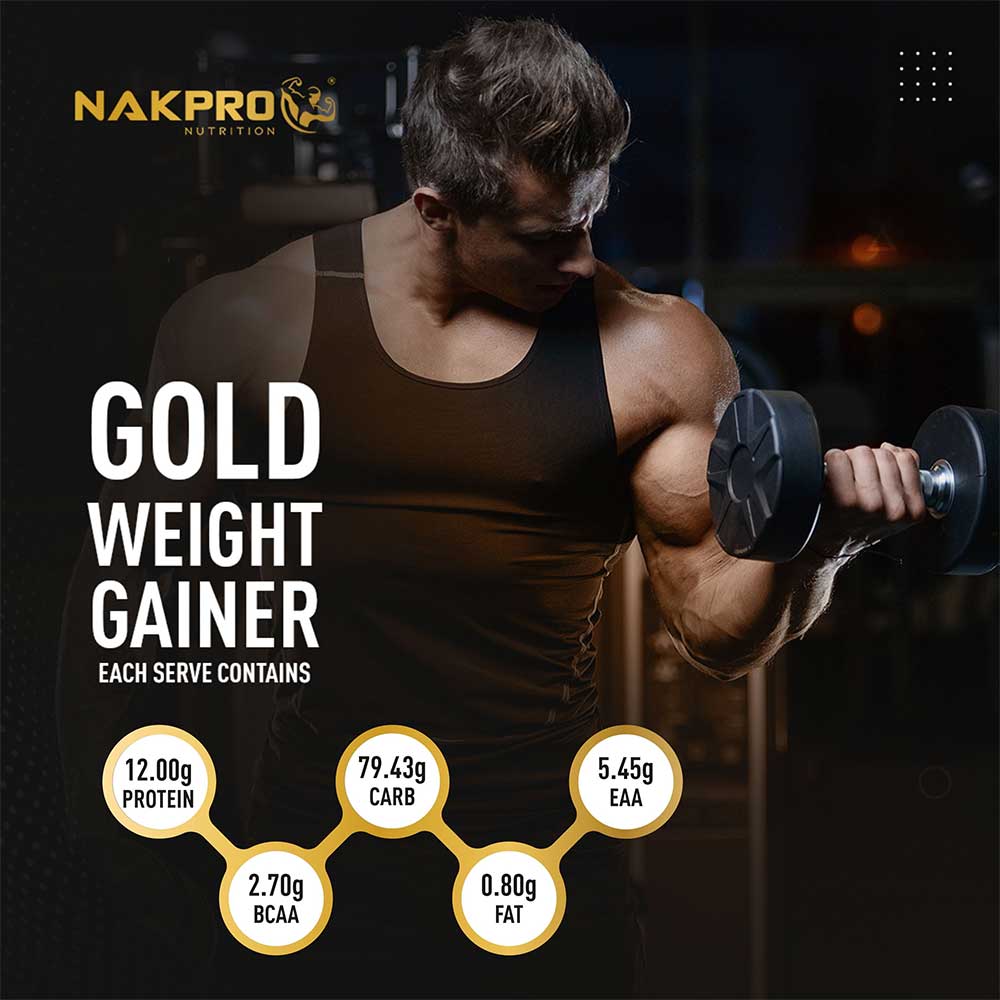 4 - Nakpro Gold Weight Gainer,  2.2 lb  Strawberry (Pack of 3) 