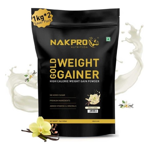 1 - Nakpro Gold Weight Gainer,  2.2 lb  Vanilla (Pack of 2) 