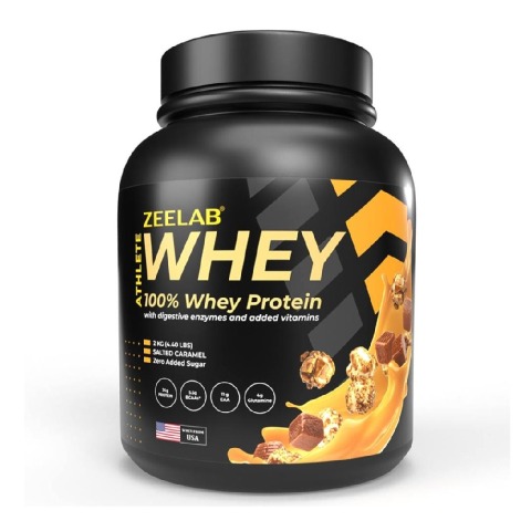1 - Zeelab Athlete 100% Whey Protein, 4.4 lb Salted Caramel