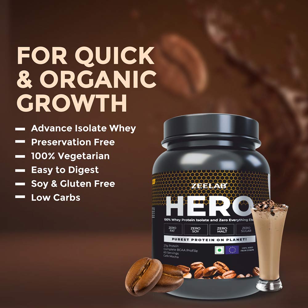 2 - Zeelab HERO 100% Whey Protein Isolate,  3.99 lb  Cafe Mocha 
