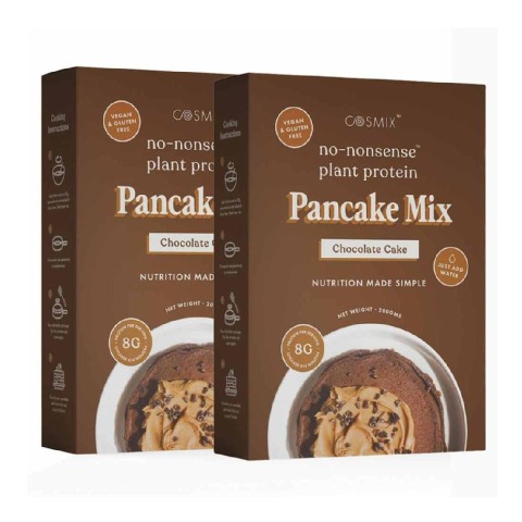1 - Cosmix No Nonsense Plant Protein Pancake Mix, Chocolate Cake (Pack of 2) 200 g
