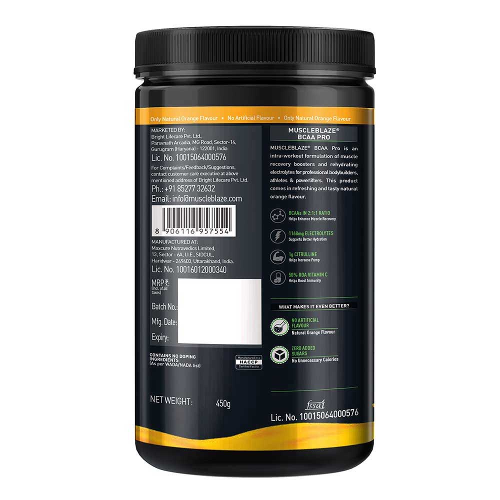 2 - MuscleBlaze BCAA Pro OP,  0.99 lb  30 Servings  Natural Orange 