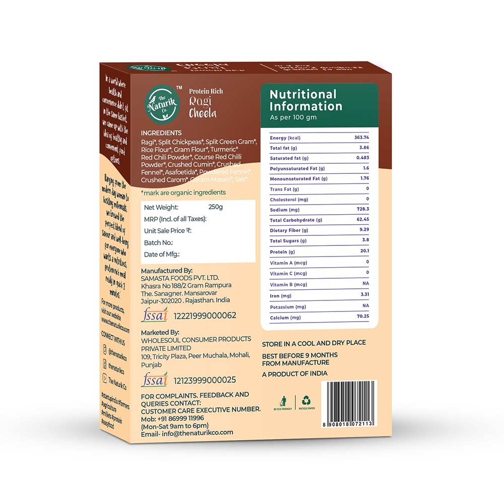 2 - The Naturik Co Ragi Cheela Mix,  Natural  250 g 