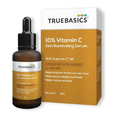 1 - TrueBasics 10% Vitamin C Skin Illuminating Serum with Kakadu Plum Extract OP,  30 ml  for Skin Brightening, Fine Lines & Wrinkles 