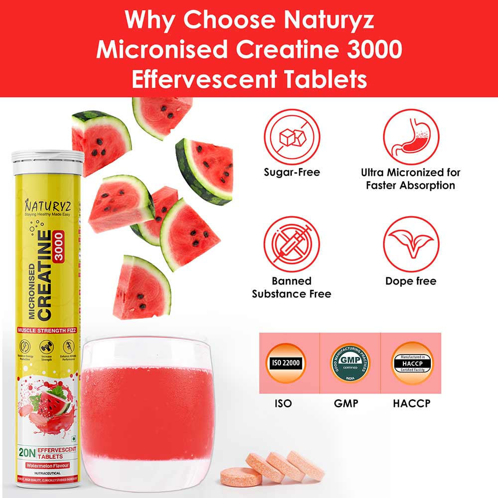 7 - Naturyz L-Arginine Max 2600 & Micronized Creatine 3000 20 Tablets Combo,  2 Piece(s)/Pack 