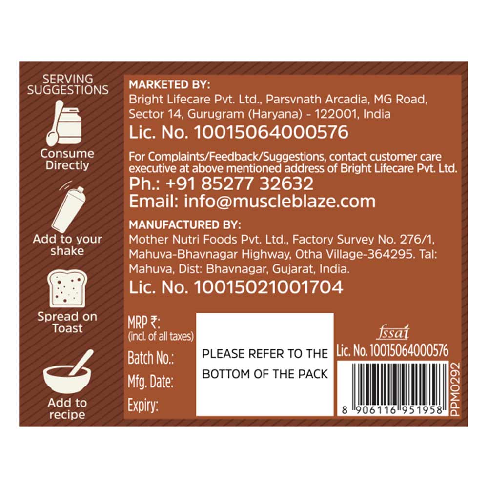 7 - MuscleBlaze High Protein Peanut Butter,  0.340 kg  Dark Chocolate Creamy 