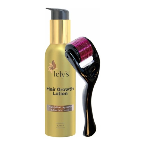 Lely's Hair Growth Lotion 100ml & 0.5mm Derma Roller Combo, 2 Piece(s)/Pack for All Hair Types