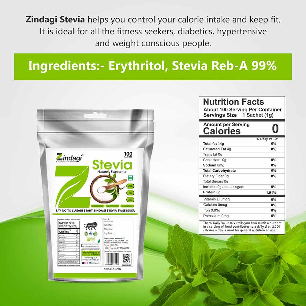 5 - Zindagi Stevia Loose (Pack of 15),  100 sachets/pack 