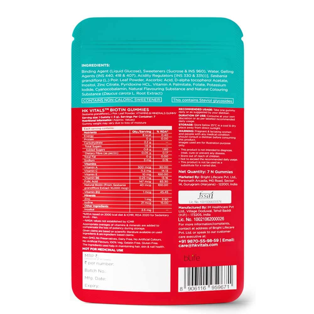 HealthKart HK Vitals Biotin 60 Tabs & Biotin Hair Tonic & Hair Strength Biotin Gummies Combo