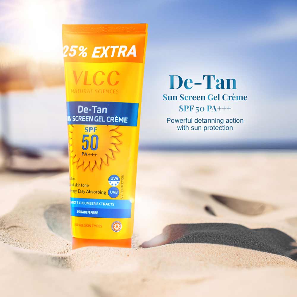 2 - VLCC De-Tan Sunscreen Gel Creme,  100 g  Carrot & Cucumber Extracts 