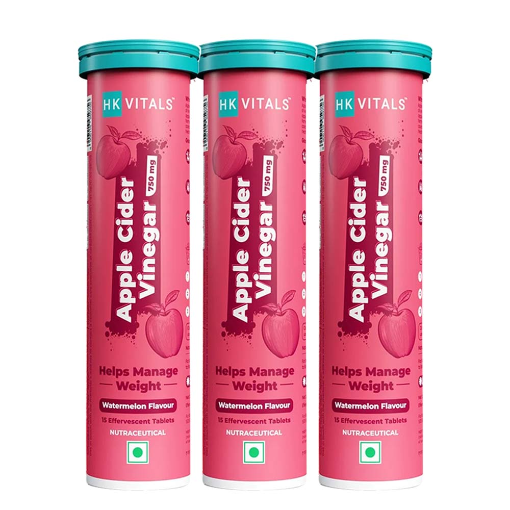 HK Vitals ACV 750 mg Effervescent by HealthKart 15 Tabs Watermelon - Pack of 3