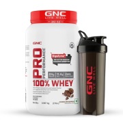 GNC Pro Performance 100% Whey Protein & Black Shaker 700 ml Combo- 2 lb Chocolate Supreme