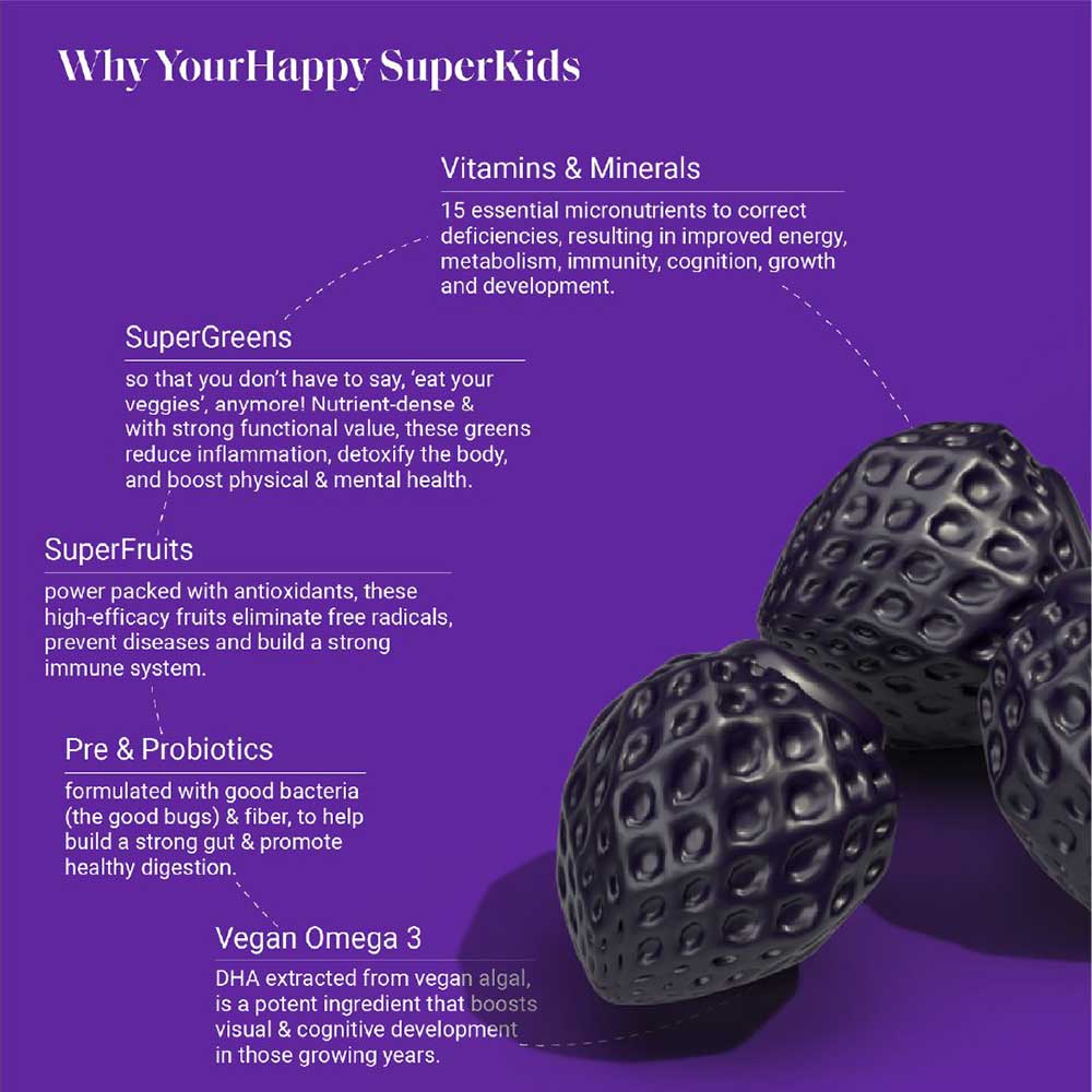 4 - YourHappyLife SuperKids Multivitamin,  60 gummies  Berry Burst 