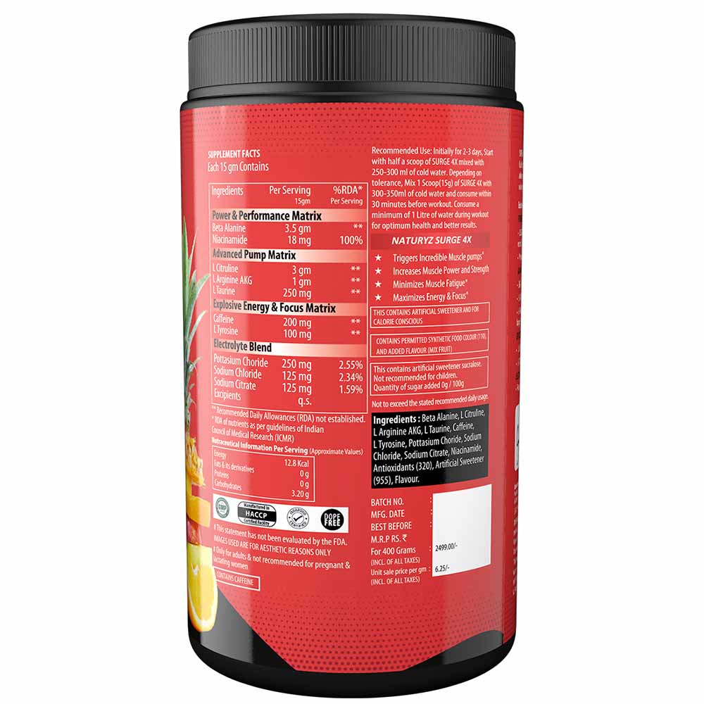 3 - Naturyz Surge 4X Pre-Workout,  0.88 lb  Mix Fruit Fusion 